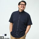 B&T CLUB (ビーアンドティークラブ) ストレッチ 吸水速乾 鹿の子 無地 ボタンダウン 半袖 シャツ EXBT82 大きいサイズ メンズ トップス ポロシャツ シャツ 半袖 春 夏