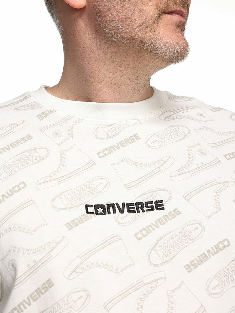 CONVERSE (コンバース) コンバースシューズ総柄プリント クルーネック 半袖 Tシャツ 42607107 大きいサイズ メンズ トップス Tシャツ 半袖 クルー