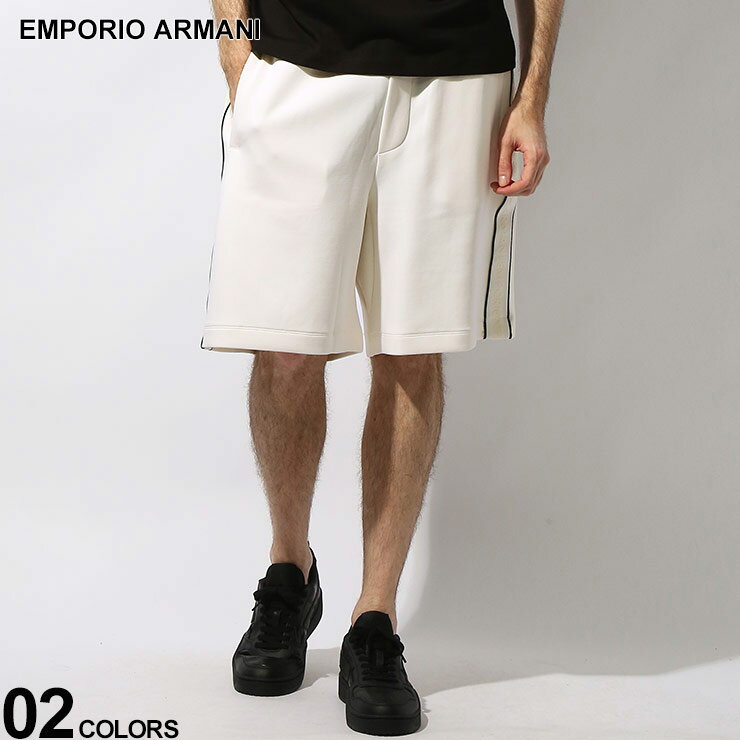 Cotton Pants - EMPORIO ARMANI (エンポリオアルマーニ) テープロゴ バックポケット ウエストコード ショートパンツ EA3D1P691JHSZ ブランド メンズ 男性 ボトムス パンツ ショーツ