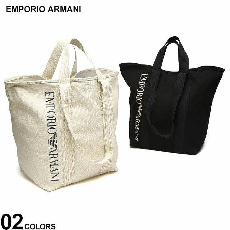 EMPORIO ARMANI (エンポリオアルマーニ) EMPORIO ARMANI SWIM WEAR コットン ロゴプリント 2WAY トートバッグ EAS231795CC918 ブランド メンズ 男性 バッグ 鞄 トート ショルダー