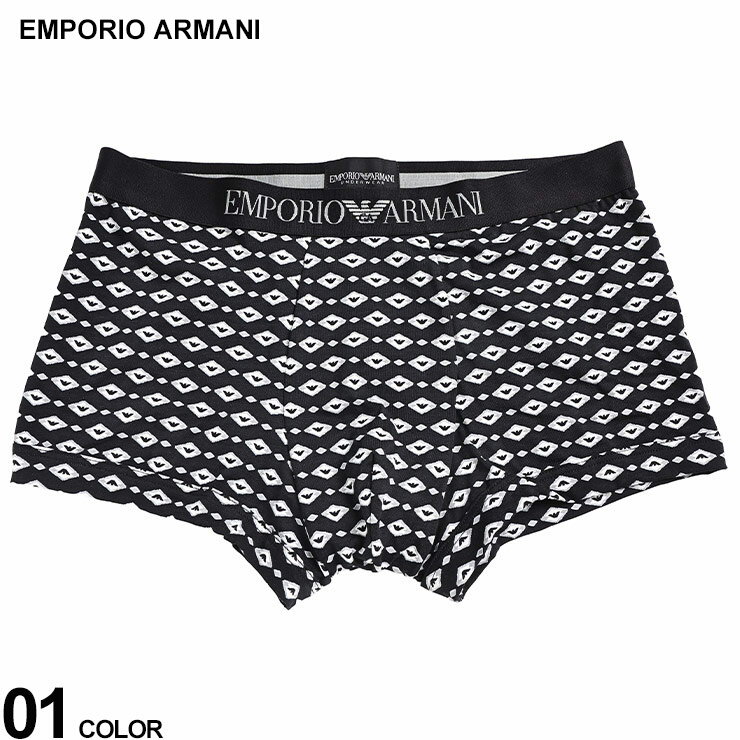 エンポリオ・アルマーニ EMPORIO ARMANI (エンポリオアルマーニ) 総柄ロゴクラシックパターン ウエストバンド 前閉じ ボクサーパンツ EAU1113894R504 ブランド メンズ 男性 下着 ボクサー ブリーフ 前閉じ