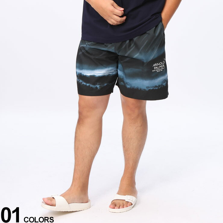 Arnold Palmer (アーノルドパーマー) 水陸両用 風景柄 インナーショーツ付き ハーフパンツ 814611D22 大きいサイズ メンズ ボトムス 水着 サーフパンツ プール