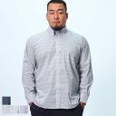 B&T CLUB (ビーアンドティークラブ) 総柄プリント ストレッチ ボタンダウン 長袖シャツ EOBT55 大きいサイズ メンズ トップス シャツ 長袖 コ...