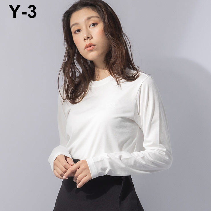 Rakuten - ワイスリー Y-3 胸ロゴ クルーネック 長袖 Tシャツ Y3LIX0393 ブランド レディース トップス Tシャツ ロンT シンプル コットン