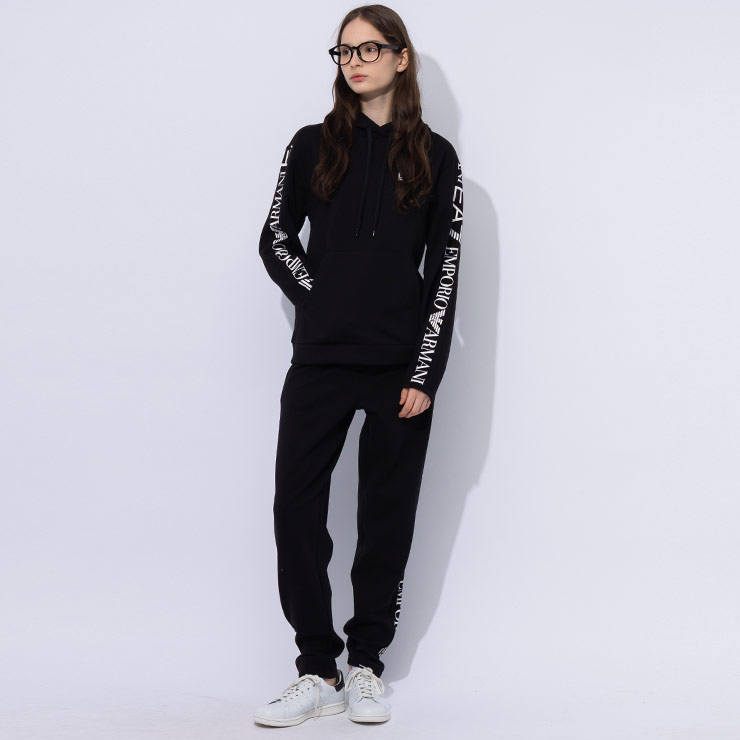 エンポリオアルマーニ EMPORIO ARMANI サイドロゴ 裏起毛 パーカー スウェットパンツ EA7W116AF10443 ブランド レディース セットアップ スウェット パーカー プリント スポーツ