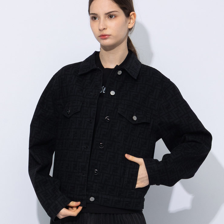 フェンディ FENDI ロゴプリント フルボタン デニムジャケット FDLFLF799AT1B ブランド レディース アウター ジャケット Gジャン デニム プリント