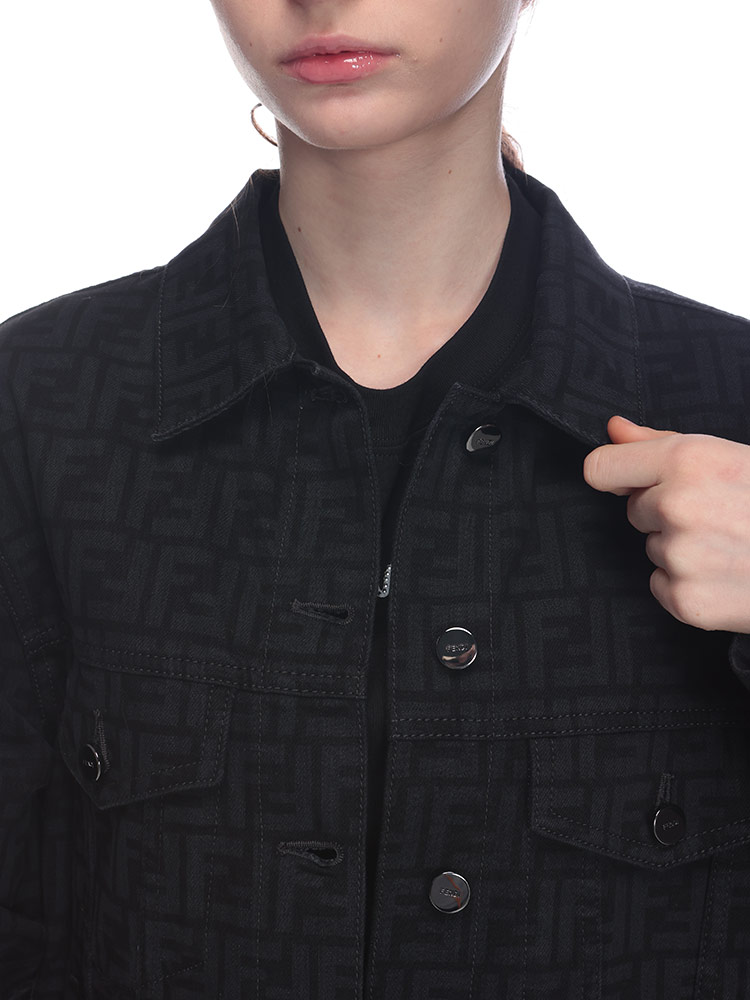 フェンディ FENDI ロゴプリント フルボタン デニムジャケット FDLFLF799AT1B ブランド レディース アウター ジャケット Gジャン デニム プリント