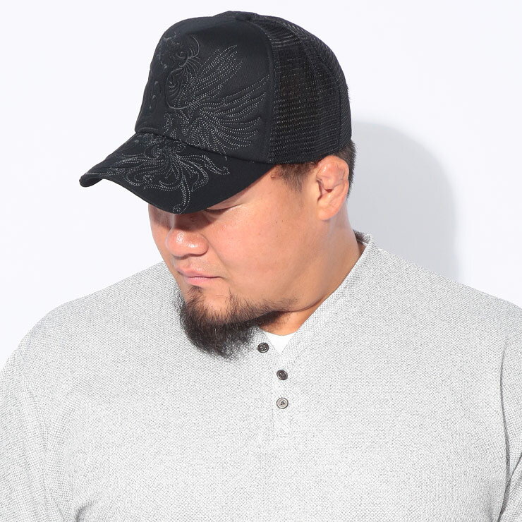 OBAN&nbsp;HOBAN (ホーバン) 総柄刺繍メッシュベースボールキャップ 5683719L 大きいサイズ メンズ キャップ 帽子 ベースボールキャップ