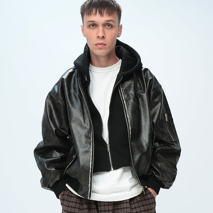 Jumper, Blouson - WOODENDOLL (ウッディンドール) ビンテージ フード付き フルジップ ボンバージャケット WD25AW016 メンズ 男性 トップス アウター ジャケット ブルゾン ジップ フード 秋 冬