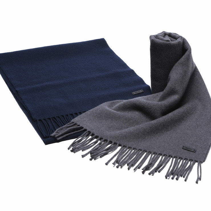 ヒューゴボス マフラー ストール HUGO BOSS メンズ ウール ロゴパッチ 無地 フリンジ マフラー HB50517..
