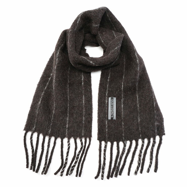 アワーレガシー マフラー メンズ OUR LEGACY ロゴ アルパカ混 ストライプ フリンジ マフラー ESTATE エ..