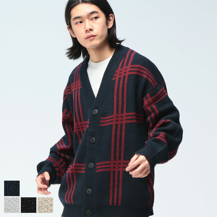 Cathy's Closet (キャシーズ クロセット) 7G チェック柄 Vネック カーディガン 21708004 メンズ 男性 トップス カーディガン ニッ...