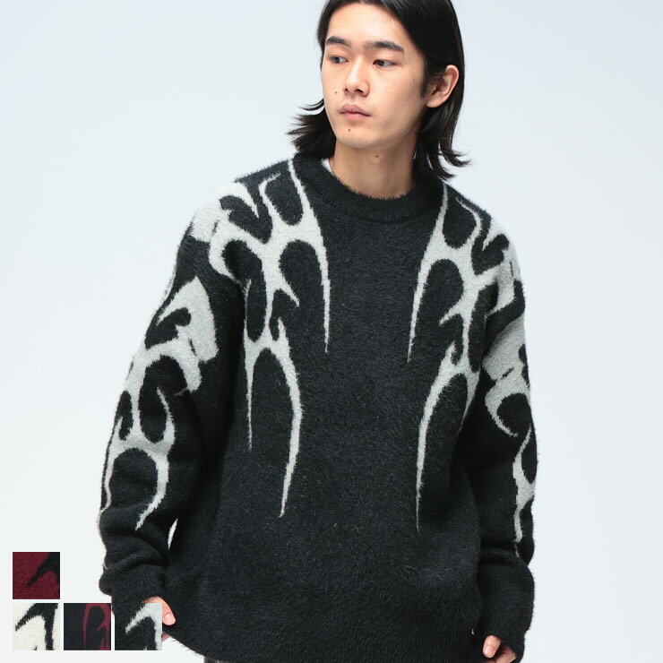 Cathy's Closet (キャシーズ クロセット) フェザー ジャガード クルーネック ニット 52706002 メンズ 男性 トップス ニット セーター プルオーバー 秋 冬(4)