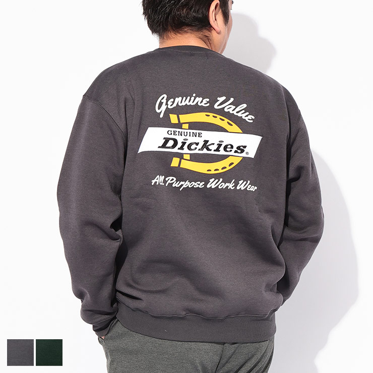 乐天商城 - GENUINE Dickies (ジェニュインディッキーズ) 裏起毛 バック刺繍＆プリント クルーネックスウェット トレーナー 54602153 大きいサイズ メンズ トップス トレーナー 刺繍 プリント