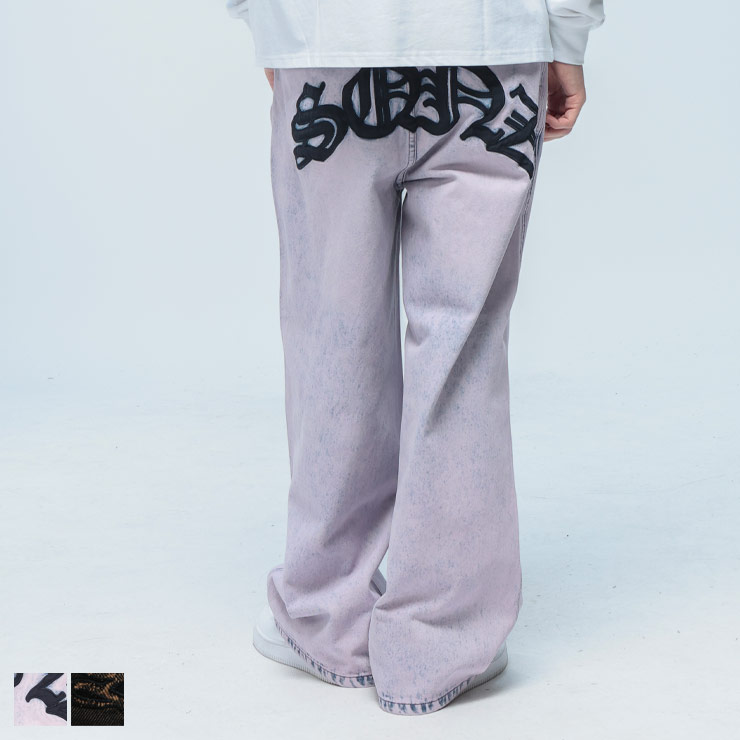 Rakuten - SEQUENZ (シークエンズ) ロゴアップリケ デニムパンツ ウォッシュ加工 T26170002 メンズ 男性 ボトムス パンツ デニム ジーンズ
