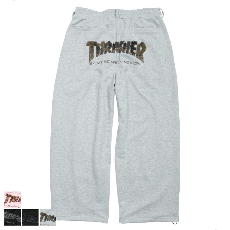 Rakuten - THRASHER (スラッシャー) ワイド スウェットパンツ メンズ ユニセックス コクーン シルエット バックロゴ ボトムス ワイドパンツ