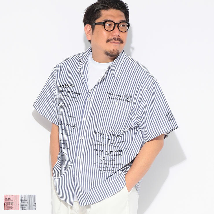 Rakuten - シャツ 半袖 メンズ 大きいサイズ プリント ストライプ レギュラー トップス カジュアルシャツ 総柄 春 夏 Hampton wear (ハンプトンウェア) HPW26130