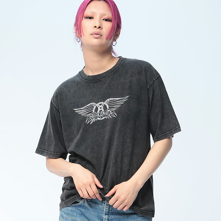 Rakuten - Aerosmith (エアロスミス) Tシャツ 半袖 エアロスミス ユニセックス 綿100％ CDジャケット ウィングス ロゴ クルーネック バンドT