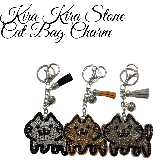 Kira Kira Cat Bag Charm キラキラ　バッグチャームネコ　ねこ　猫柄　キャット　CATバッグチャーム　キーホルダー　キーリング可愛い　プチプラ　デコ　デコレーション　ネコ好きにはたまらないネコ柄　バッグチャーム