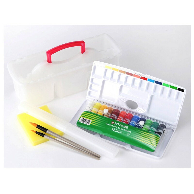 画材用具セットピンク【内容品のみ】 小学校 小学生 画材用具 画材セット 水彩セット 絵具セット サクラマット水彩