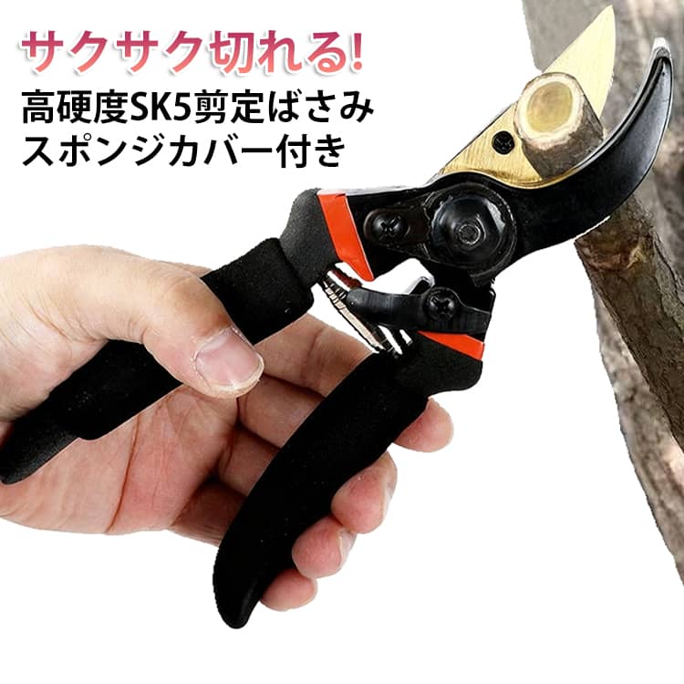 せんていばさみ フッ素コーティング 剪定はさみ 枝切りバサミ ハサミ 錆びにくい プロ用 SK5鋼製 握りやすい 剪定バサミ 剪定鋏 黒 枝きりばさみ 庭木の剪定 SK5鋼製 金 園芸 ハサミ ガーデニング 高級 プロ