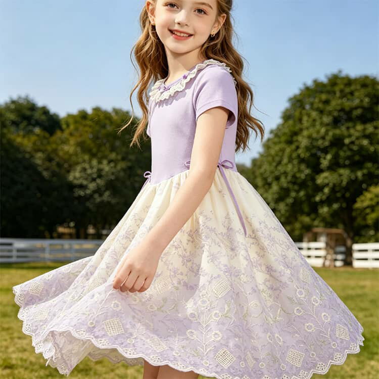 半袖ワンピース 女の子 子供服 ワンピース レース キッズワンピース 春夏 フリル プリンセス ワンピース フォーマルドレス カジュアル フォーマル 入園式 卒業式 二次会 入学式 パーティー 2