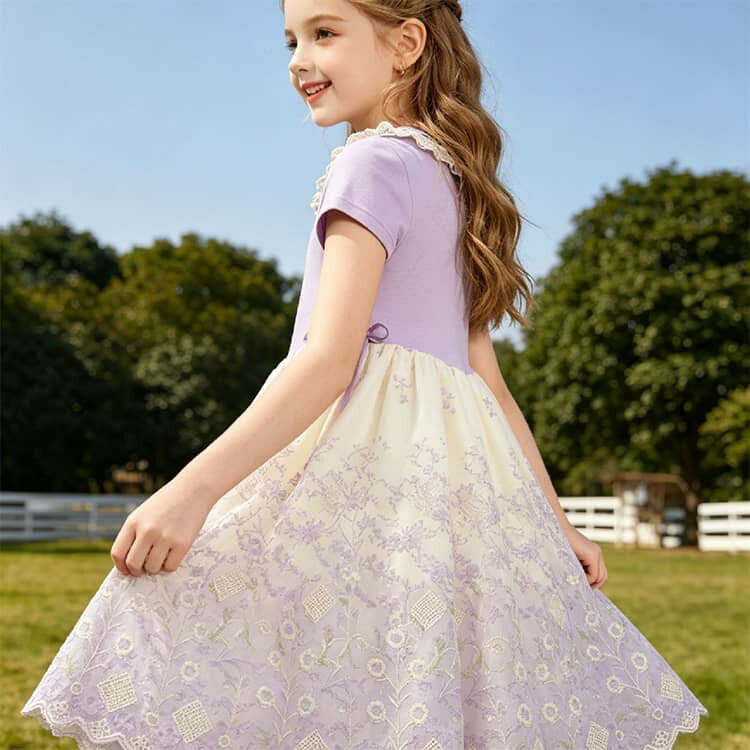 半袖ワンピース 女の子 子供服 ワンピース レース キッズワンピース 春夏 フリル プリンセス ワンピース フォーマルドレス カジュアル フォーマル 入園式 卒業式 二次会 入学式 パーティー 3