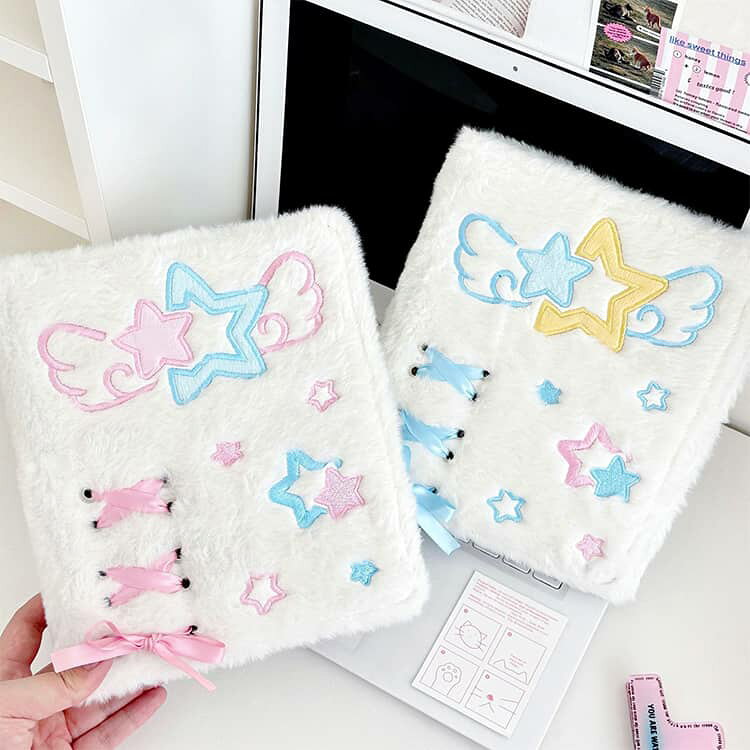 シール帳 もこもこ リフィル10枚付き シールバインダー A6サイズ 星 シール収納 推し活グッズ リボンタイプ シール交換 もふもふ 女の子 シール台紙 シール手帳 女の子 プレゼント DIY活用 m-si-ring-10007022 シーリングShop 楽天市場店 サンプル画像2
