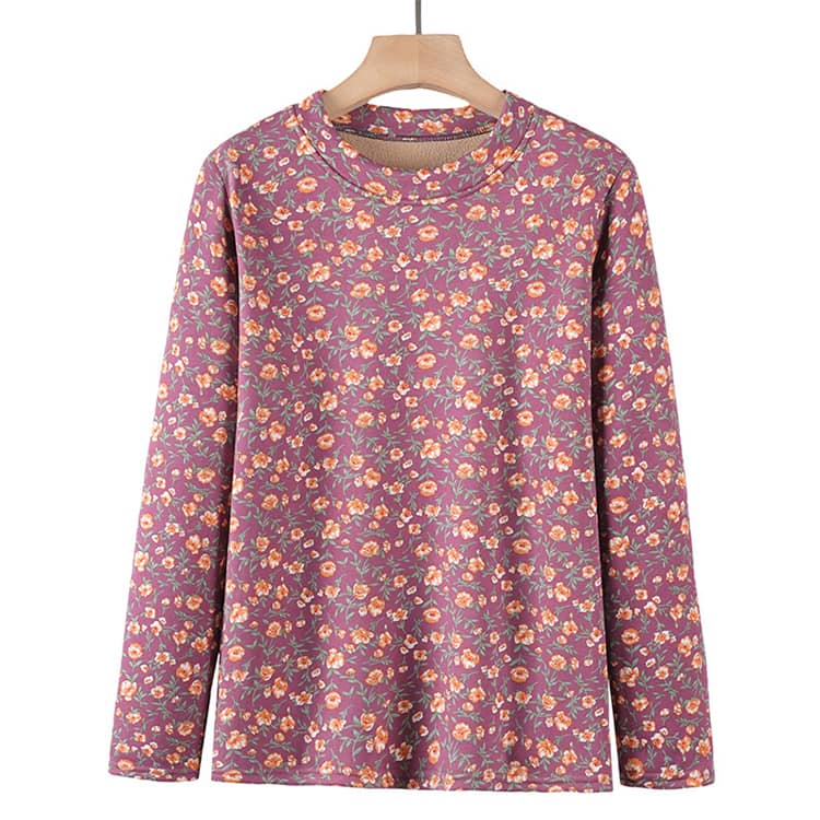 厚手 秋冬 裏起毛 フラワー トップス レディース インナーシャツ シニアファッション 花柄 プリント ミセス シニア 婦人服 80代 女性 丸首 クルーネック 長袖 カットソー 大きいサイズ 普段着 60代 70代 長袖Tシャツ 90代 敬老の日 プレゼント ギフト m-si-ring-10011033 シーリングShop 楽天市場店 サンプル画像3