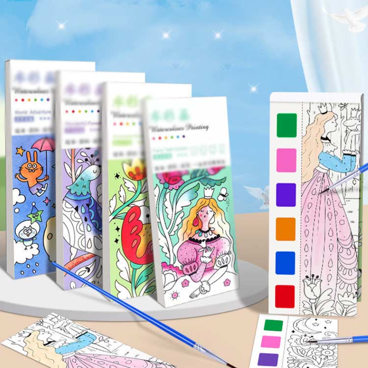 シーリングShop 楽天市場店のぬりえ 水彩塗り絵 キャラクター 塗り得 男の子 子供 6歳 筆付き 水彩塗り絵 ぬり絵 しおり 水彩塗り絵 絵の具がいらない 絵の具がいらない ぬり絵 知育玩具 女の子 セット 8冊セット 4歳 5歳 7歳 子供 8歳 9歳 小学生 筆付き 誕生日 贈り物 お祝い｜アングル2