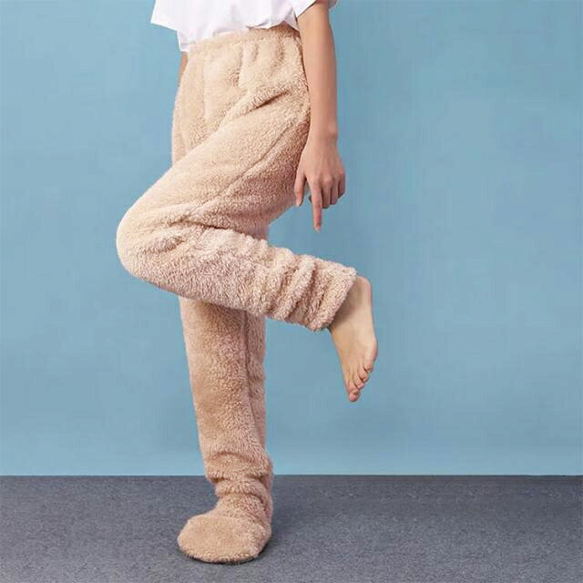 足先まですっぽり 靴下付き ロングパンツ ルームウェア 防寒 ボアパンツ もこもこ ふわふわ ズボン レディース メンズ 極暖 ルームパンツ 足すっぽり 履く毛布 部屋着 冷え対策 ルームウェア 暖かい 足が出せるロングカバー 冷え取り (2)