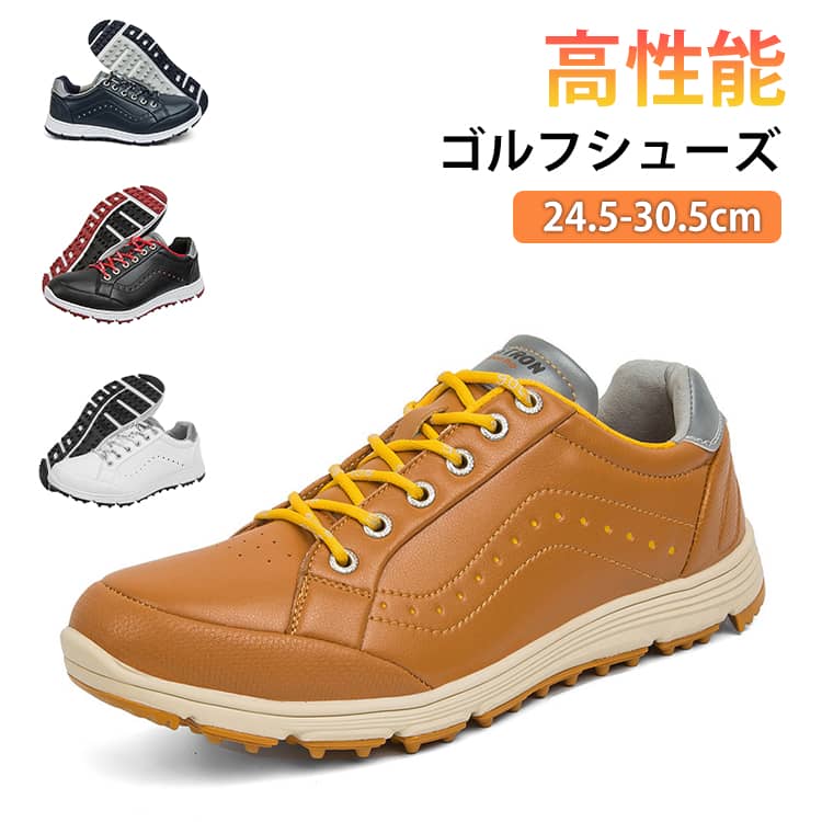 防水性と通気性という両極にある機能を兼ね備えた、皮素材を用い、汗をかいても快適にゴルフを楽しめる。穴空き加工で長時間履いても蒸れづらく、 高い通気性、速乾性を実現。抗菌・防臭効果も期待できるさらにゆったり快適な新ワイド樹脂先芯。 ホールド感を高めた新コンフォードラストにより足ブレを抑えられ、さらなる先芯のワイド化を実現しました。 サイズ 39 40 41 42 42.5 43 44 44.5 45 46 47 48 サイズについての説明 （39）内寸約24.5cm（40）内寸約25.4cm（41）内寸約25.8cm（42）内寸約26.2cm（42.5）内寸約26.7cm（43）内寸約27.1cm（44）内寸約27.5cm（44.5）内寸約27.9cm（45）内寸約28.3cm（46）内寸約28.8cm（47）内寸約29.6cm（48）内寸約30.5cm ※足幅・甲高・甲幅ある方は、ワンサイズ上をオススメいたします。※表記寸法と実寸値の多少の誤差はご容赦ください（カッコ内は靴底表記となります） 素材 PU、合成ゴム、その他 色 ホワイト ブラック ブラウン ネイビー 備考 ●サイズ詳細等の測り方はスタッフ間で統一、徹底はしておりますが、実寸は商品によって若干の誤差(1cm～3cm )がある場合がございますので、予めご了承ください。 ●製造ロットにより、細部形状の違いや、同色でも色味に多少の誤差が生じます。 ●パッケージは改良のため予告なく仕様を変更する場合があります。 ▼商品の色は、撮影時の光や、お客様のモニターの色具合などにより、実際の商品と異なる場合がございます。あらかじめ、ご了承ください。 ▼生地の特性上、やや匂いが強く感じられるものもございます。数日のご使用や陰干しなどで気になる匂いはほとんど感じられなくなります。 ▼同じ商品でも生産時期により形やサイズ、カラーに多少の誤差が生じる場合もございます。 ▼他店舗でも在庫を共有して販売をしている為、受注後欠品となる場合もございます。予め、ご了承お願い申し上げます。 ▼出荷前に全て検品を行っておりますが、万が一商品に不具合があった場合は、お問い合わせフォームまたはメールよりご連絡頂けます様お願い申し上げます。速やかに対応致しますのでご安心ください。