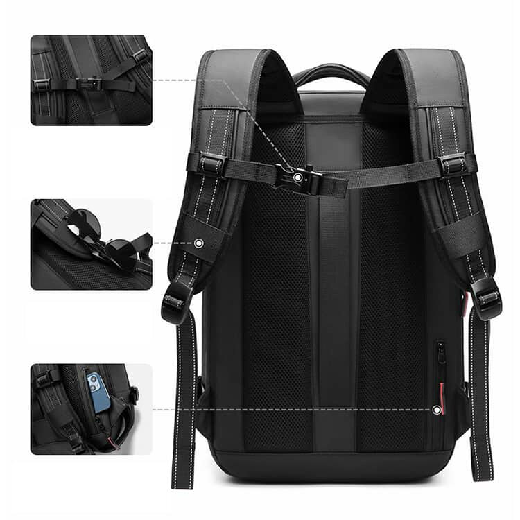 リュック 【ワンボタン圧縮】 リュックサック 60L ビジネスリュック 拡張 真空圧縮 17インチ ノートPC 30L トラベル スタイリッシュ 防水 ビジネスバック 大容量 【ワンボタン圧縮】 出張 メンズバック パソコン ラップトップ 撥水加工 多機能 ポケット m-si-ring-10004039 シーリングShop 楽天市場店 サンプル画像2