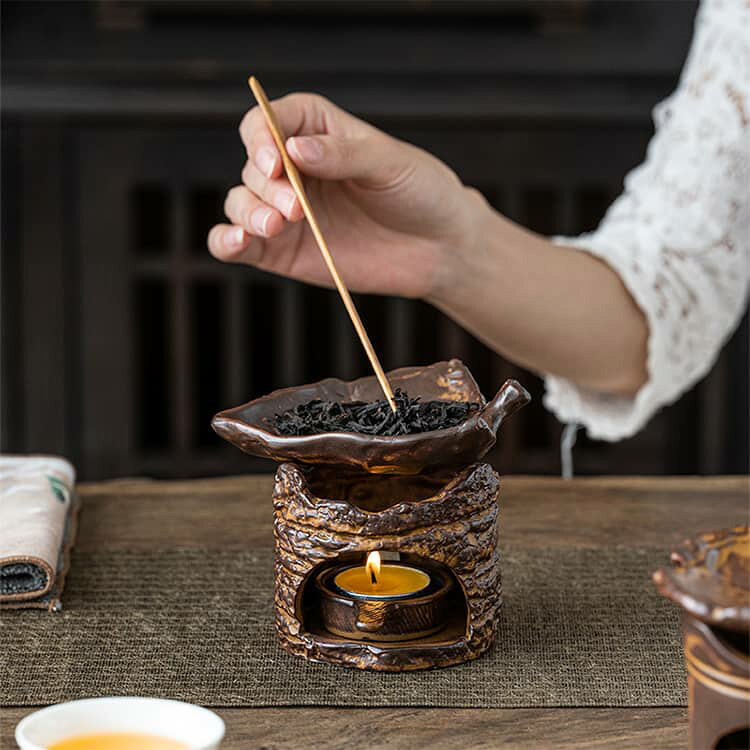 一式 陶器 浮き彫り セット アロマ炉 キャンドルトレイ 茶香炉 茶香炉一式セット ...