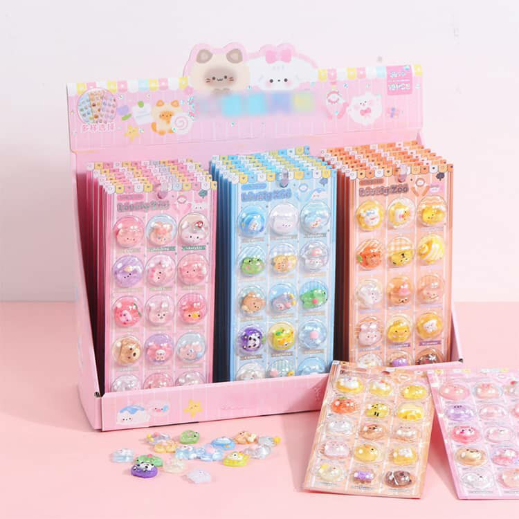ぷくぷくシール 3枚セット 立体シール デコレーション 3D シール ドロップシール 子供 ふりふりシール 3枚セット 装飾 ぶっくり パーツ 女の子 小学生 プレゼント 励ましステッカー 手帳デコレーション DIY マルチデコ用