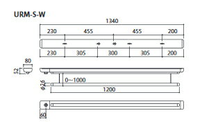 川口技研室内用物干し竿ホスクリーンURM-S-W（取付パーツ付）※「面付」タイプ