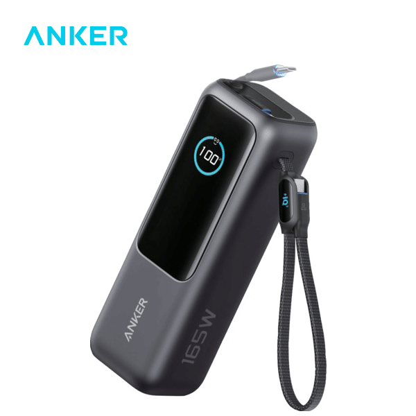 Anker モバイルバッテリー Power Bank(25000mAh，Built-In＆巻取り式USB-Cケーブル)ブラック　MacBook充電対応