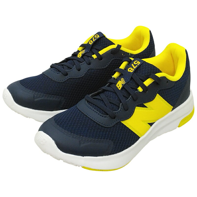 Rakuten - NEW BALANCE ニューバランス 578v1 キッズ ジュニア ローカットスニーカー ネイビー/イエロー(3CS) 子供靴 運動靴 レースアップ 男の子 女の子 通学 ランニングシューズ 普段履き 耐久 サポート クッション 2026年春夏モデル G578