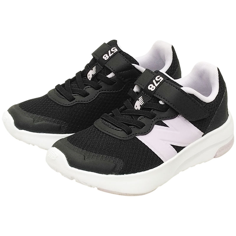 Rakuten - NEW BALANCE ニューバランス 578v1 Bungee Lace with Top Strap キッズ ジュニア スニーカー ブラック/パープル(23W) 子供靴 運動靴 マジックテープ 男の子 女の子 通学 ランニングシューズ 耐久 サポート クッション 2026年春夏モデル P578