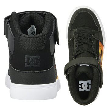 【9月はエントリーで全品P10倍】DC SHOES ディーシー Ks PURE HIGH-TOP SE EV SN キッズ ジュニア ハイカットスニーカー ストリート ダンスシューズ マジックテープ 子供靴 キッズ ピュア ハイトップ ブラック(BFM) ホワイト(WT8) DK224009