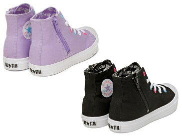 コンバース【CONVERSE】CHILD ALL STAR LIGHT POPPARTS Z HI チャイルド オールスター ライト ポップパーツ Z HI ライラック ブラックキッズスニーカー/first converse/ハイカット/マジックベルト/軽量/軽い/防滑性/子供靴/女の子/2021年春夏モデル【あす楽】