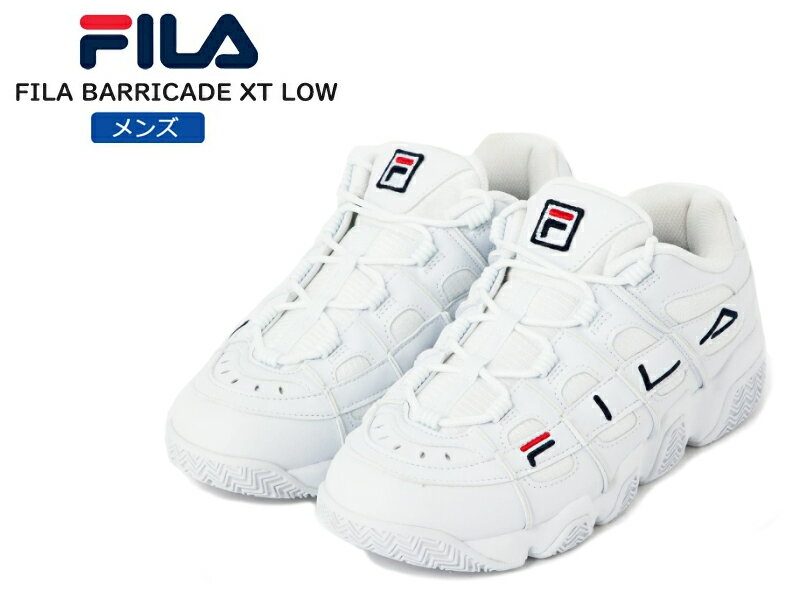 フィラ BARRICADE XT LOW メンズ ミッドカットスニーカー ミドル丈 シャークソール 厚底 ダッドシューズ ダッドスニーカー トレンド バッシュ風 カジュアルシューズ BTS ホワイト(0125) FILA フィラバリケード XT LOW F0414