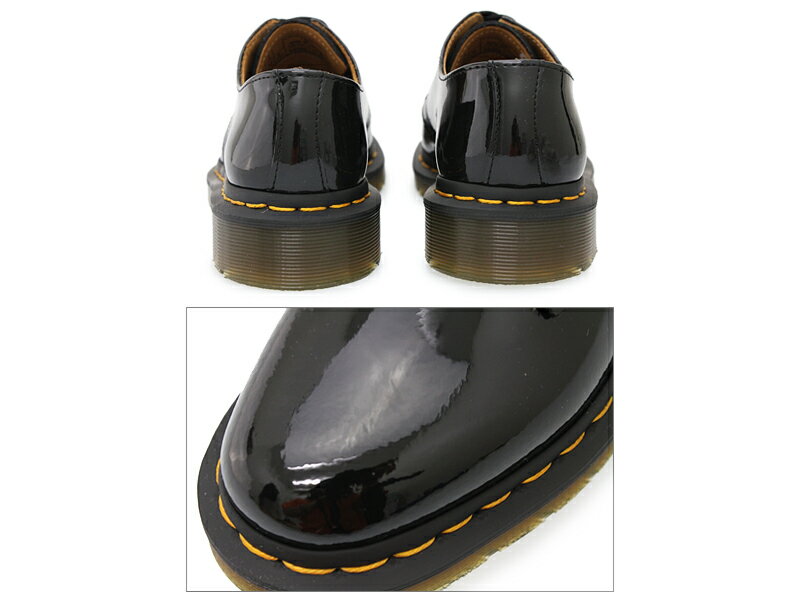 Dr.Martensドクターマーチン14613EYESHOE1461パテント3アイシューズレディースレザーシューズ本革革靴レースアップ3ホールAirwairPATENT光沢黒ギブソンエナメル加工BLACKブラック10084001