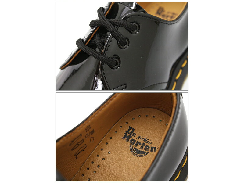 Dr.Martensドクターマーチン14613EYESHOE1461パテント3アイシューズレディースレザーシューズ本革革靴レースアップ3ホールAirwairPATENT光沢黒ギブソンエナメル加工BLACKブラック10084001