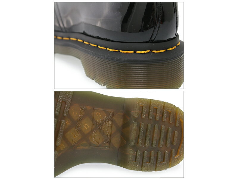 Dr.Martensドクターマーチン14613EYESHOE1461パテント3アイシューズレディースレザーシューズ本革革靴レースアップ3ホールAirwairPATENT光沢黒ギブソンエナメル加工BLACKブラック10084001