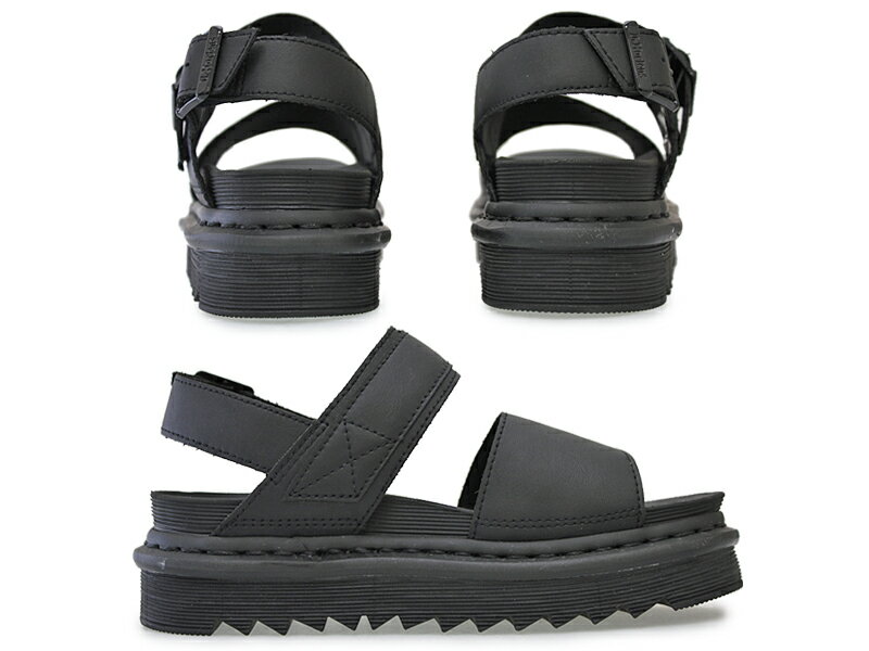 【Dr.Martens】ドクターマーチン VOSS STRAP SANDAL チルトン ヴォス ストラップサンダル 23802001 BLACK ブラック レディース/レザーシューズ/ZEBRILUS/2本ベルト/シャークソール/厚底/Y字ストラップ/太ベルト/HYDRO LEATHER/黒/人気/【20%OFF】【送料無料】