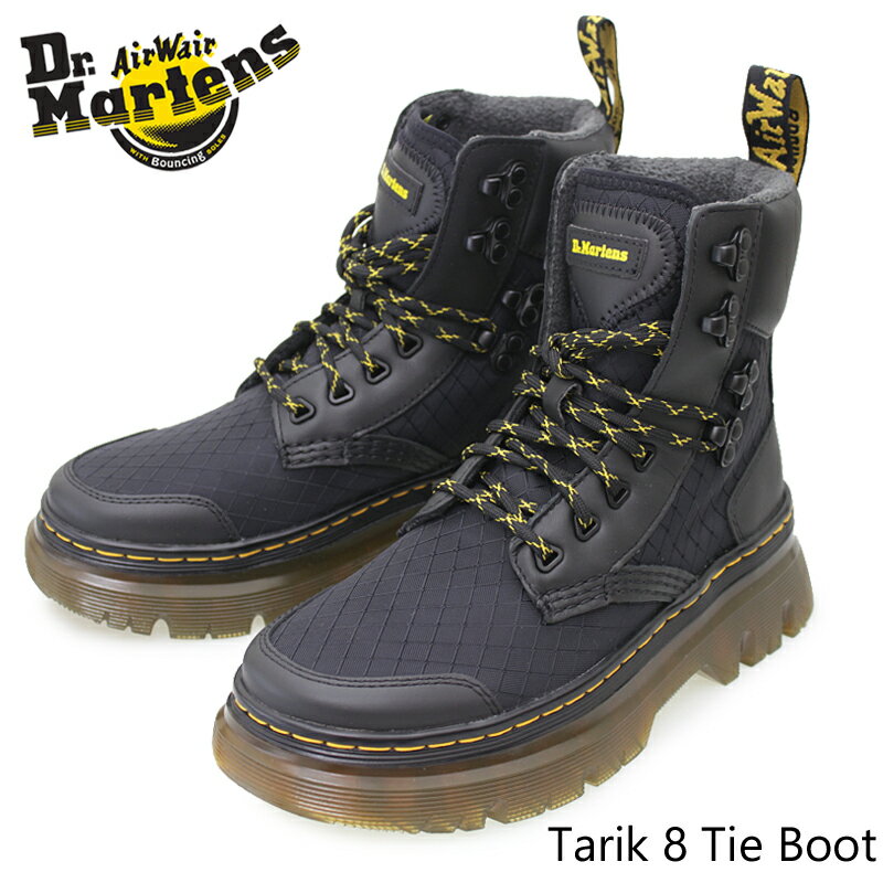 【5月は全品P10倍!要エントリー】Dr.Martens ドクターマーチン Tarik 8 Tie Boot 8タイブーツ レディース メンズ ショートブーツ レースアップ 8ホール Airwair フリースライナー 防寒 保温 厚底 ダイヤモンド織り TARIAN BLACK ブラック 27943001