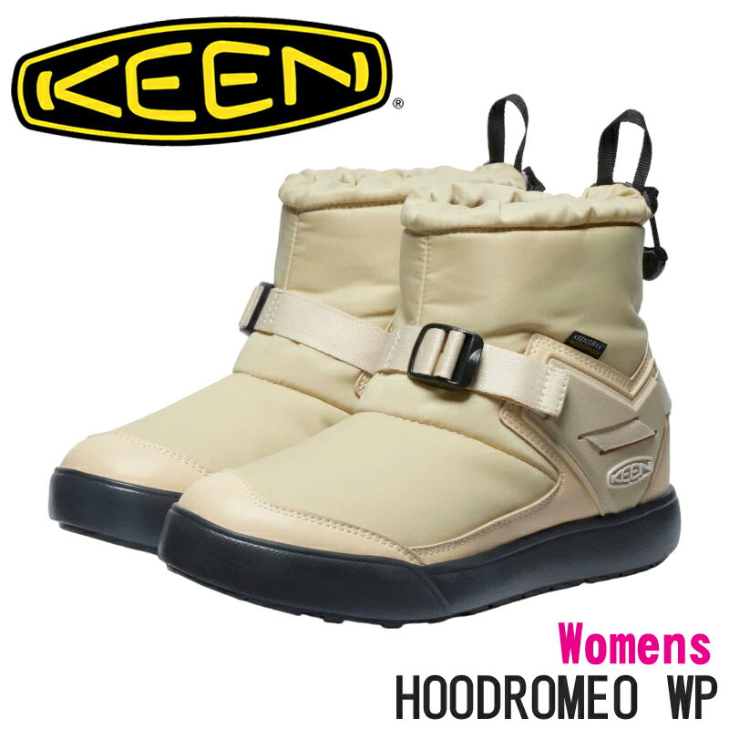 KEEN キーン HOODROMEO WP フッドロメオ ウォータープルーフ 1027781 レディース 防水ウィンターブーツ Boulder/Black ショートブーツ 女性 ジュニア ストラップ アウトドア キャンプ タウンユース ボルダー スノーブーツ 1027781