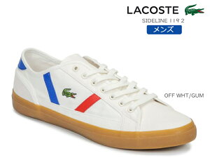 【4月中エントリーで全品P10倍】LACOSTE ラコステ SIDELINE 119 2 メンズ ローカットスニーカー CMA0067 ホワイト/ガム(40F) スポーツカジュアル キャンバス トリコカラー 紐靴 レースアップ 普段履き コート系スニーカー シンプル サイドライン 119 2