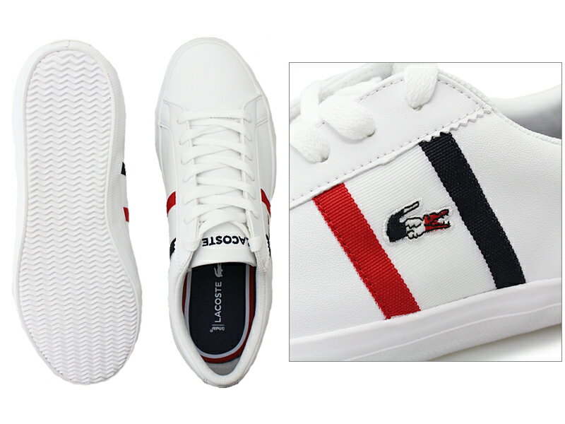 【9月はエントリーで全品P10倍】LACOSTE ラコステ LEROND TRI 1 メンズ ローカットスニーカー CMA044L ホワイトネイビーレッド(407) スポーツカジュアル レザーシューズ 紐靴 レースアップ 普段履き 快適 消臭 防菌 人気モデル 継続モデル ルロン TRI 1